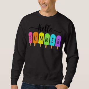 Sweatshirt Bonjour Summer Crème Glace Famille Vacances Popsic