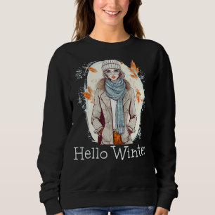 Sweatshirt Bonjour Winter Girl pour la saison et les amoureux