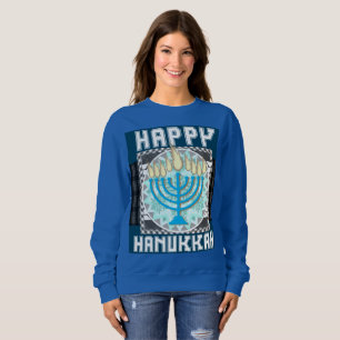 Sweatshirt Bonne Hanoukka Snowy Menorah Sweater