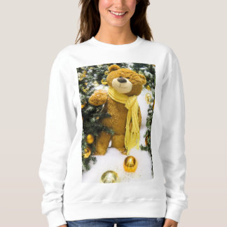 Sweatshirt Bonnes fêtes ours de nounours de neige de Joyeux