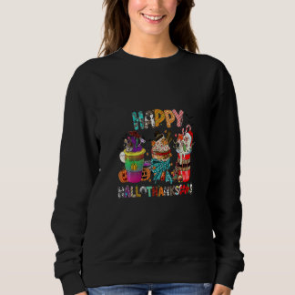 Sweatshirt Bonnet de Santa de sorcière de café latte Happy Ha