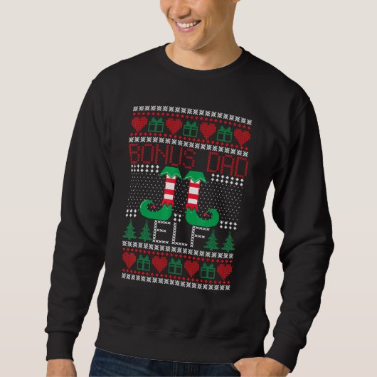 Sweatshirt Bonus Papa ELF Matching Famille UGLY Noël (Devant)