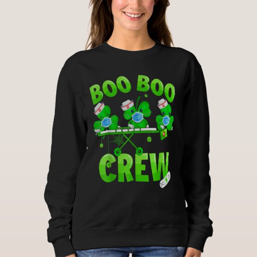 Sweatshirt Boo Boo Crew Nurse St Patrick S Day Shamrock Face (Devant)
