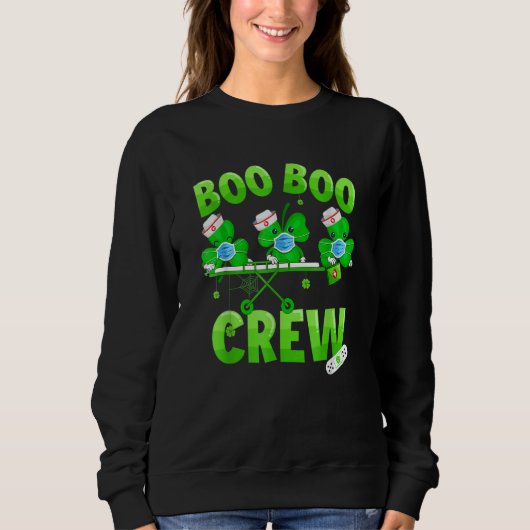 Sweatshirt Boo Boo Crew Nurse St Patrick S Day Shamrock Face (Devant)