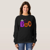 Sweatshirt Boo Cat Pumpkin Halloween Ghost Costume Leopard (Devant entier)