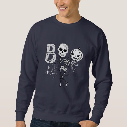 Sweatshirt Boo de danse amusant Squelette avec citrouille et (Devant)