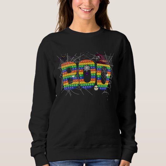 Sweatshirt Boo Halloween Costume Spiders ghosts witch hat pop (Devant)