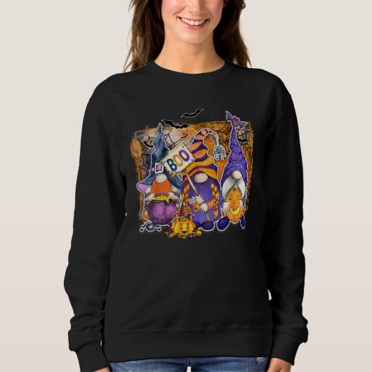 Sweatshirt Boo Halloween Gnomes Pumpkin Fall Halloween Vibes (Devant)