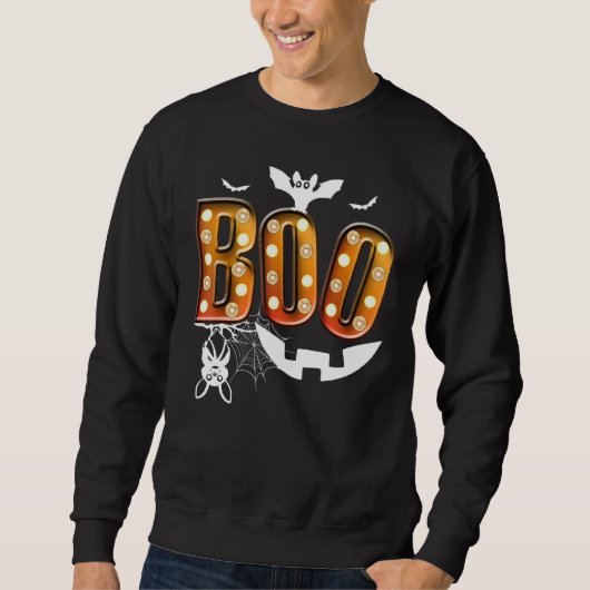 Sweatshirt Boo With Spiders And Bat Halloween Costume (Devant)