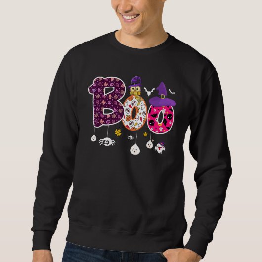 Sweatshirt Boo With Spiders And Witch Hat Halloween 1 (Devant)