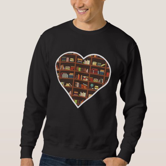 Sweatshirt Book Lover Heart Shape Reading Club Librarian (Devant)