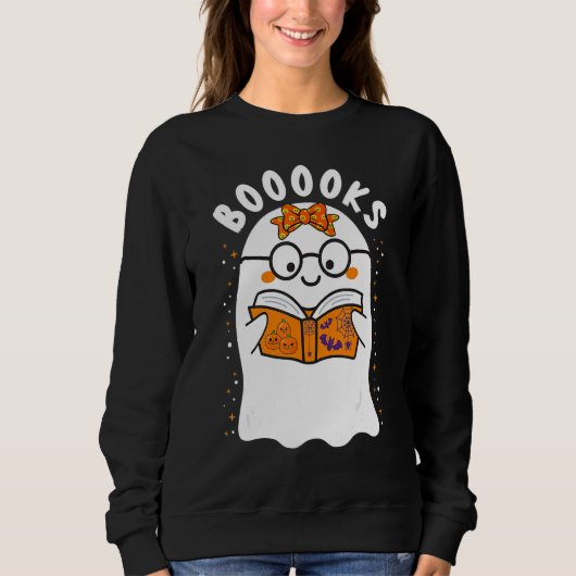Sweatshirt Booooks Bibliothèque de lecture de fantôme mignon (Devant)