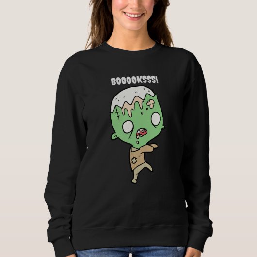 Sweatshirt Booooks Cute Zombie Figure Unique Halloween Teache (Devant)