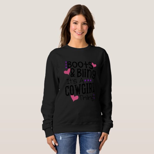 Sweatshirt Boots Bling C'Est Une Femme Chose Mignonne Pays D' (Devant entier)