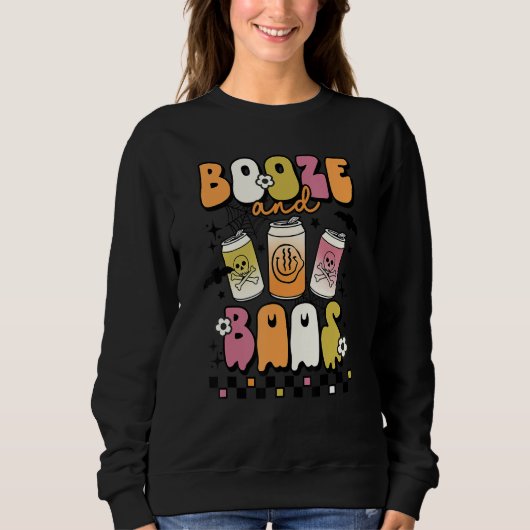 Sweatshirt Booze And Boos Groovy Boo Crew Halloween Costume (Devant)