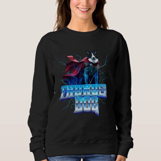Sweatshirt Border Collie as the God of Thunder and Lightning (Devant)