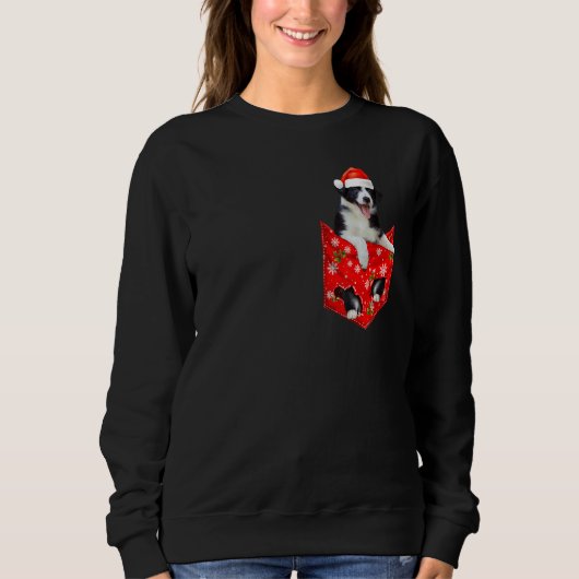 Sweatshirt Border Collie Christmas Pocket for Border Collie (Devant)