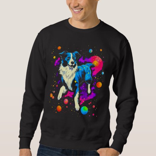 Sweatshirt Border Collie Dog in Space (Devant)