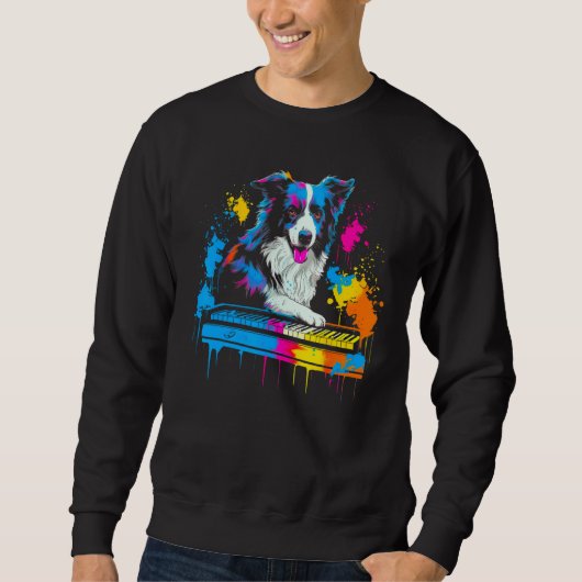 Sweatshirt Border Collie Dog Pianist (Devant)