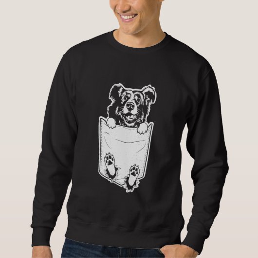 Sweatshirt Border collie dog ripped in pocket art graphic the (Devant)
