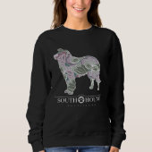 Sweatshirt Border Collie Dog Sage Blush Floral Pattern (Devant)