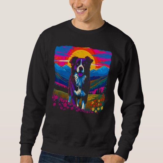 Sweatshirt Border Collie Dog Sunset (Devant)