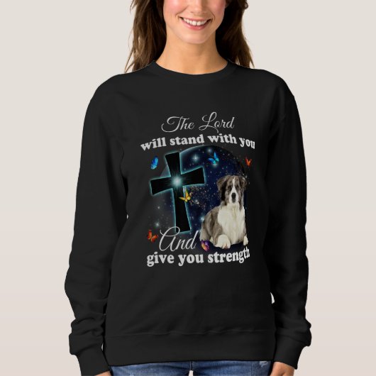 Sweatshirt Border Collie Dog The Lord Will Stand With You Chr (Devant)