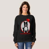 Sweatshirt Border Collie vient d'apercevoir mon Valentin (Devant entier)
