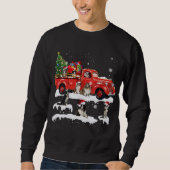 Sweatshirt Bordure Collie équitation Camion rouge Joyeux Noël (Devant)
