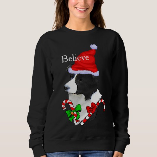 Sweatshirt Bordure Collie Noël Joyeux (Devant)