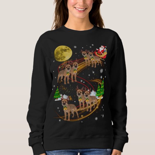 Sweatshirt Bordure Terrier Reindeer Christmas Chien Riding Pè (Devant)