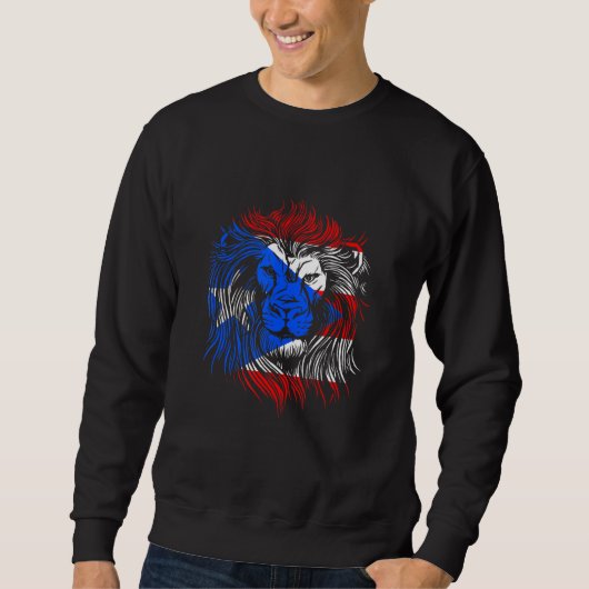 Sweatshirt Boricua Drapeau Tête de lion Lions Fierté de crâne (Devant)