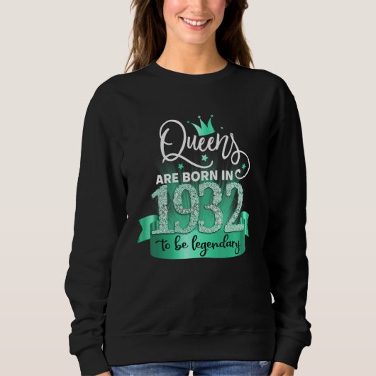 Sweatshirt Born in 1932 I Black Turquoise Party Outfit & Acce (Devant)