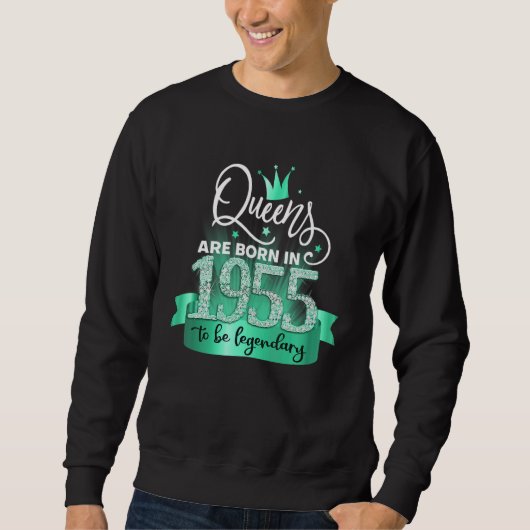 Sweatshirt Born in 1955 I Black Turquoise Party Outfit & Acce (Devant)