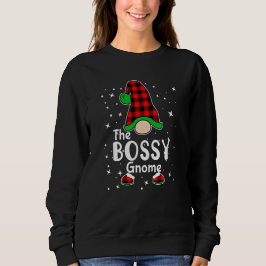 Sweatshirt Bossy Gnome Buffalo Plaid Matching Family Christma (Devant)