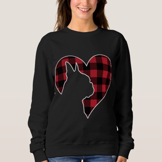 Sweatshirt Boston Bostie Terrier Dog Christmas Buffalo Plaid (Devant)