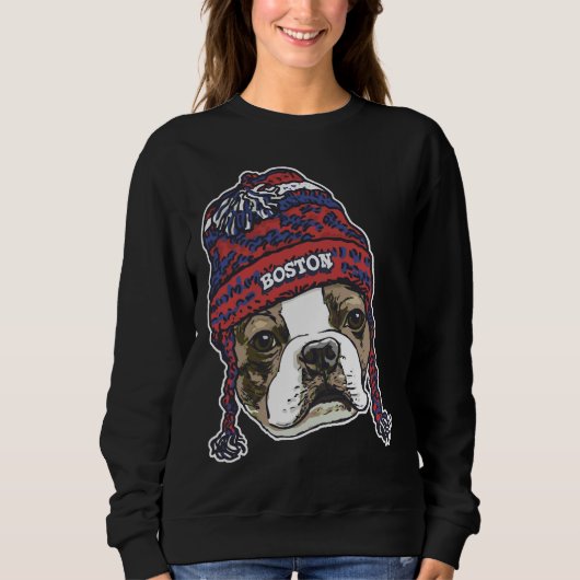 Sweatshirt Boston Sports Terrier Red Beanie (Devant)