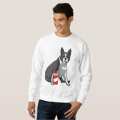 Sweatshirt Boston Terrier avec boisson (Devant entier)