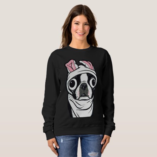 Sweatshirt Boston Terrier Bunny (Devant entier)