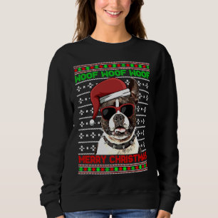 Sweatshirt Boston Terrier Chien drôle Woof Joyeux Noël
