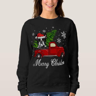 Sweatshirt Boston Terrier Chien équitation Camion Rouge Merry