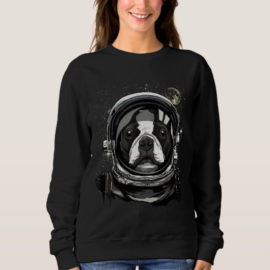 Sweatshirt Boston Terrier Dog Astronaut Exploration spatiale (Devant)