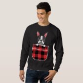 Sweatshirt Boston Terrier Dog In Buffalo Plaid Pocket (Devant entier)