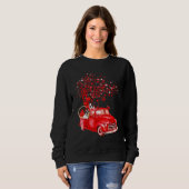 Sweatshirt Boston Terrier équitation Camion Rouge Valentine B (Devant entier)