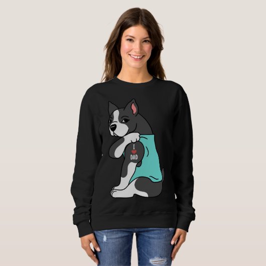 Sweatshirt Boston Terrier J'aime papa (Devant entier)