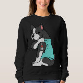 Sweatshirt Boston Terrier J'aime papa (Devant)