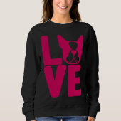 Sweatshirt Boston Terrier Love Carré En Rose Relaxé Convient (Devant)