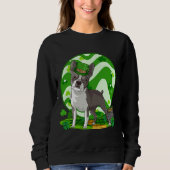 Sweatshirt Boston Terrier Lucky Leprechaun Chien St patrick D (Devant)