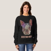 Sweatshirt Boston Terrier Maman Boston Maman Épingle Fitting (Devant entier)