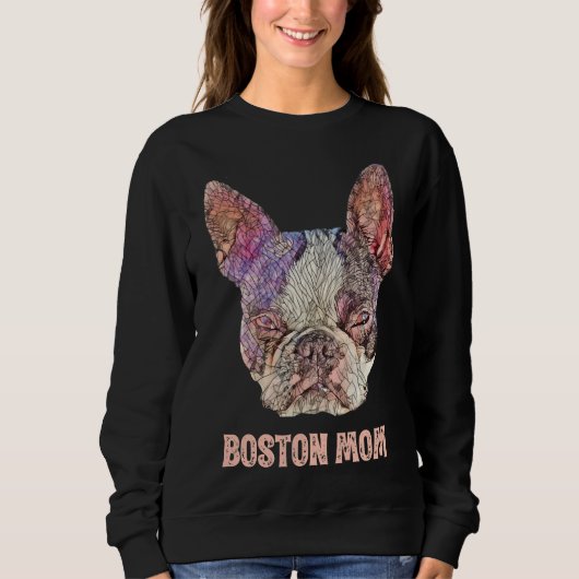 Sweatshirt Boston Terrier Maman Boston Maman Épingle Fitting (Devant)